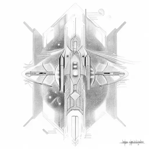 A binary code design morphing into a spaceship tattoo design idea