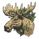 pine tree moose head mouse  tattoo design idea