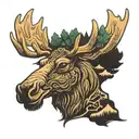 pine tree moose head mouse  tattoo design idea