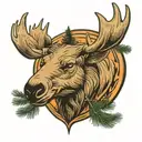 pine tree moose head mouse  tattoo design idea