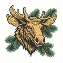 pine tree moose head mouse  tattoo design idea