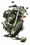 A detailed sport bike with billiard balls as wheels tattoo design idea