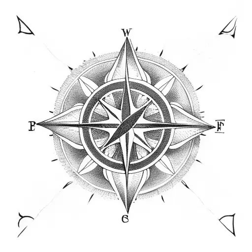 vintage flowers and compass  tattoo design idea