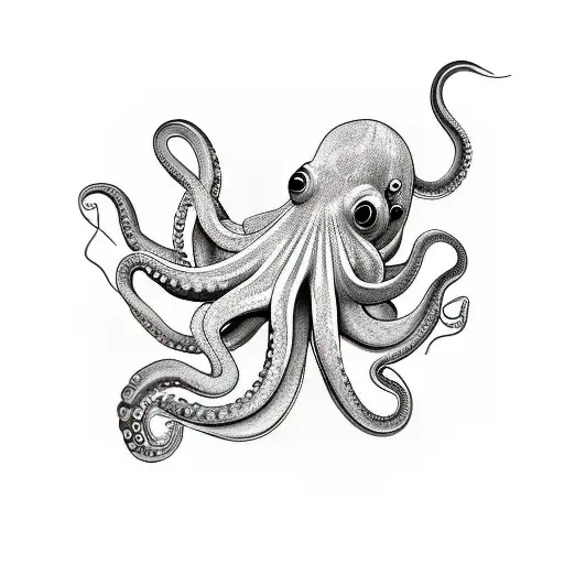 Octopus realistic grabing and a transparent glass bottle witth a message inside  tattoo design idea