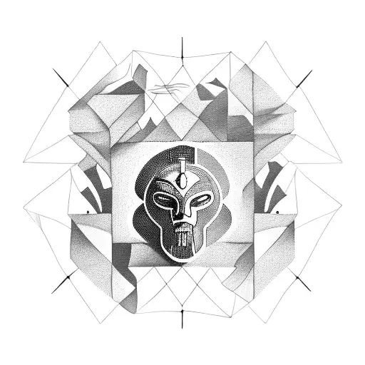 Tattoo combining the elements of Sparta and data protection in a blackwork style tattoo design idea