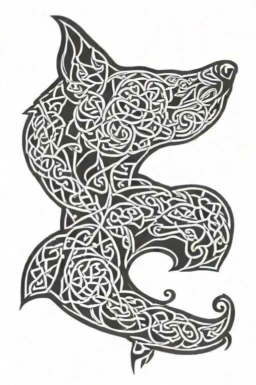 Incorporate a Celtic knotwork design with a dog silhouette in a forearm tattoo inspired by Scottish heritage tattoo design idea