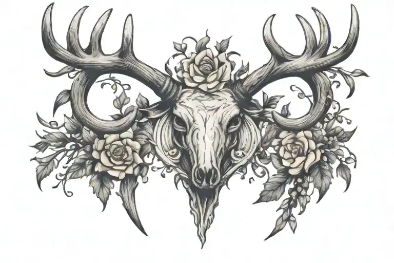 Two simple deer horns for a chest with a large width and a small length tattoo design idea