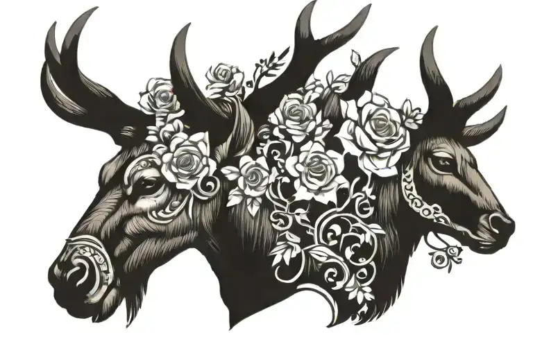 A tattoo design that only has deer horns without the deer's head, these two horns should not be too high and wide between the two horns. tattoo design idea