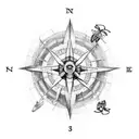  3 kids ,elephant,  compass, and dragonfly. It's a ship tattoo design idea