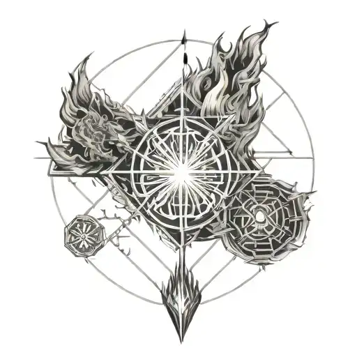 dark souls bonfire with darksign tattoo design idea