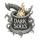 dark souls bonfire with darksign ring with the words "memeto mori amor fati" written around it tattoo design idea