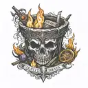 dark souls bonfire with darksign ring with the words "memeto mori amor fati" written around it tattoo design idea