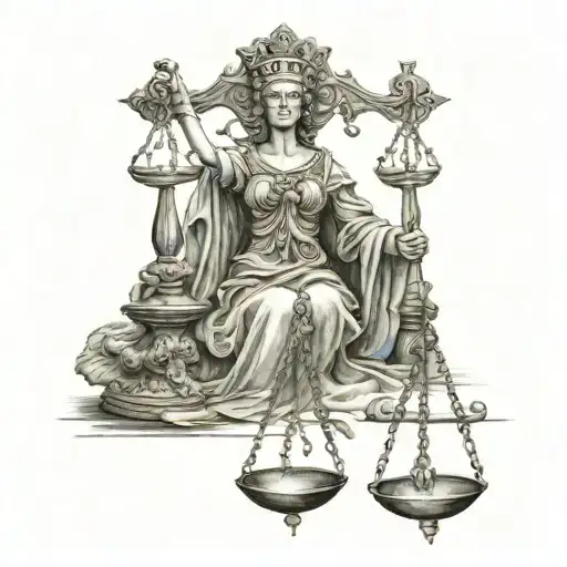 scull version Lady justice with blind fold holding libra scales  tattoo design idea