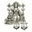 scull version Lady justice with blind fold holding libra scales  tattoo design idea