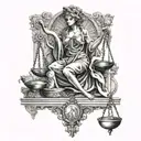 scull version Lady justice with blind fold holding libra scales  tattoo design idea