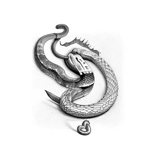axe, snake tattoo design idea
