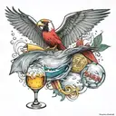 Jimmy Buffett Fins up bubbles, Cardinals logo intertwined tattoo design idea
