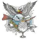 Jimmy Buffett Fins up bubbles, Cardinals logo intertwined tattoo design idea
