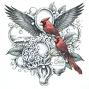 Jimmy Buffett Fins up bubbles, Cardinals logo intertwined tattoo design idea