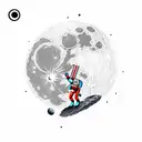 A man in space floating in his suit on the moon  tattoo design idea