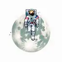 A man in space floating in his suit on the moon  tattoo design idea