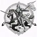 persian warrior battling tattoo design idea