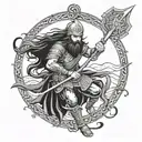persian warrior battling tattoo design idea