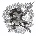 persian warrior battling tattoo design idea