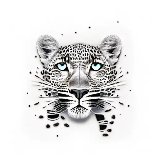 leopard print square with amazonic skeletons with weapons tattoo design idea