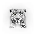 leopard print square with amazonic skeletons with weapons tattoo design idea