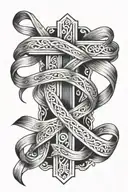 cross with ribbon intertwined tattoo design idea