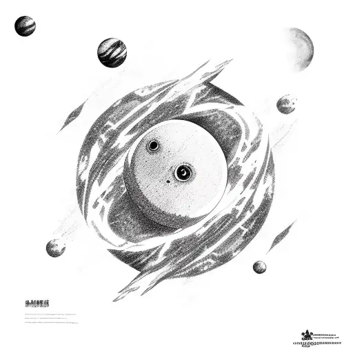 planet and dark hole tattoo design idea