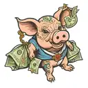Pig holding money bag tattoo design idea