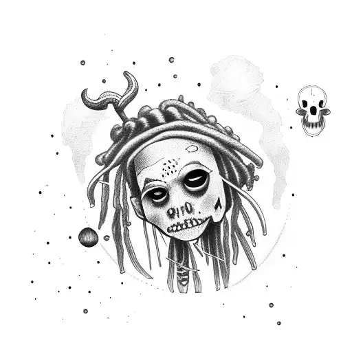 male voodoo doll with dreads  tattoo design idea