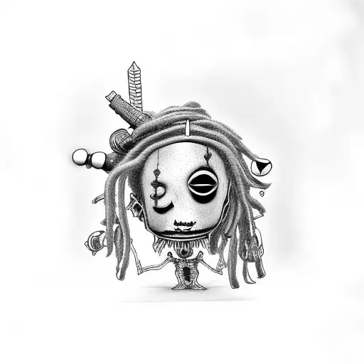 male voodoo doll with dreads  tattoo design idea