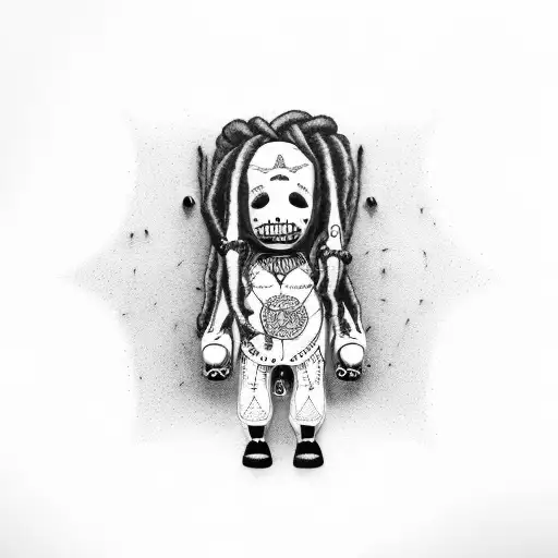 male voodoo doll with dreads  tattoo design idea