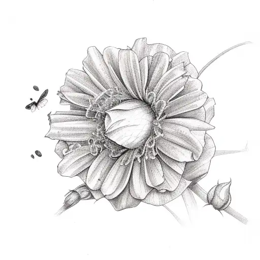 vine with rose, daisy, lavender, ademone, dame's rocket tattoo design idea