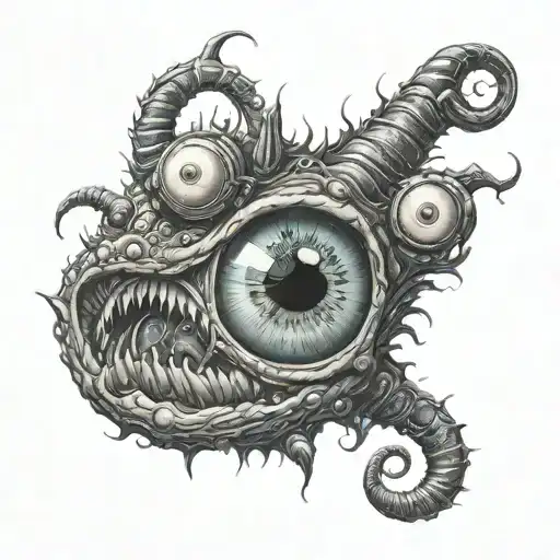 monster beholder envy filled eyes tattoo design idea
