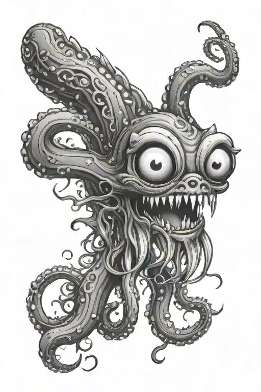 monster with tentacles with eyes tattoo design idea