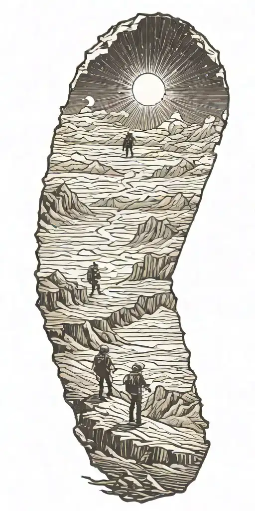 Kilimanjaro, angel wing, hikers, shooting star, tattoo design idea