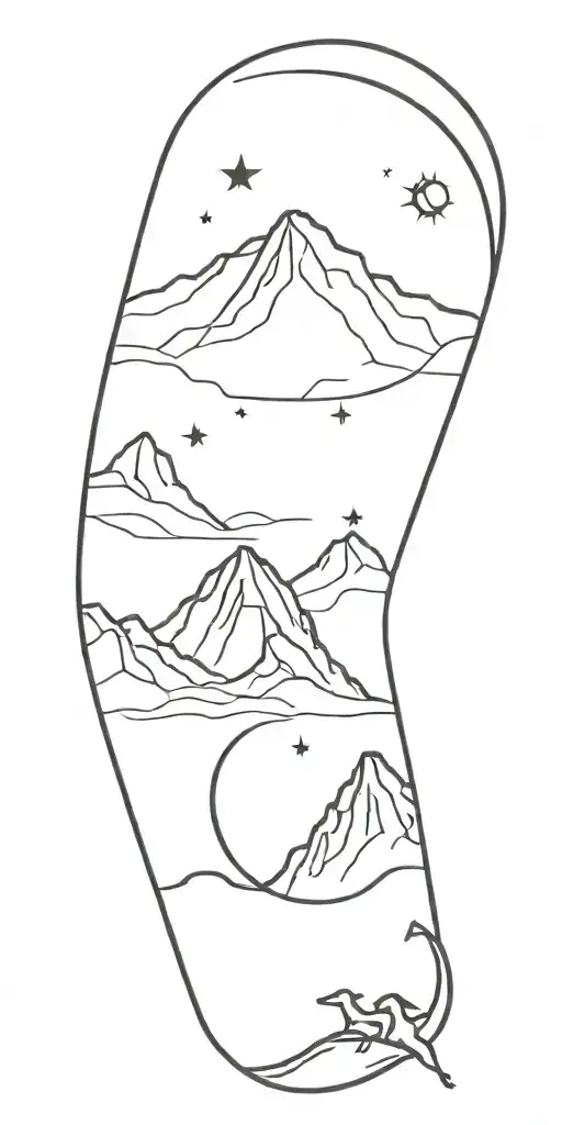 Kilimanjaro, angel, hikers, shooting star, horseshoe tattoo design idea
