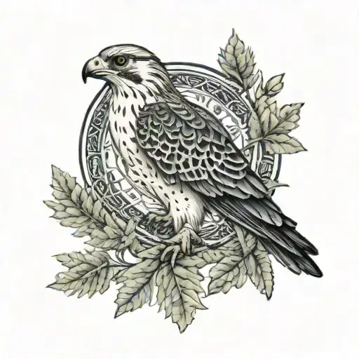 kolovrat falcon forest slavic symbols along tattoo design idea