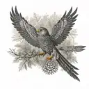 Kolovrat falcon forest Slavic patterns and tattoo design idea