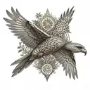 Kolovrat falcon forest Slavic patterns and tattoo design idea