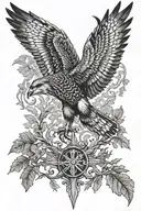 kolovrat falcon forest slavic symbols along tattoo design idea
