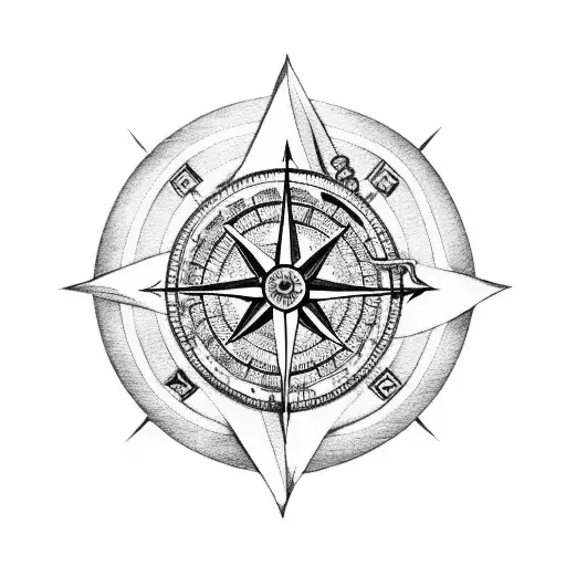 A revolver wrapped in a compass rose, symbolizing the client's favorite things: guns and travel tattoo design idea