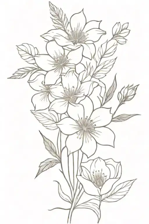 may, August, and October birth flower bouquet tattoo design idea