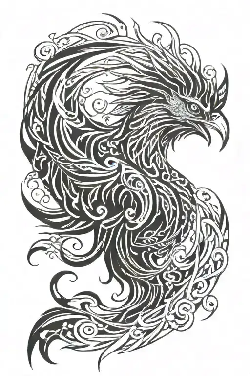 tribal Phoenix rising tattoo design idea