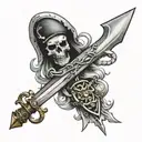 pirate sword with chain wrapped around the handle  tattoo design idea