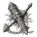 pirate sword with chain wrapped around the handle  tattoo design idea
